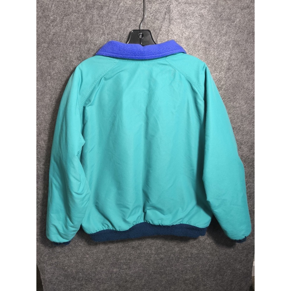 Vintage LL Bean Warm-up Jacket Teal Blue Fleece Lined Women XL Bomber Zip Up - Picture 5 of 6
